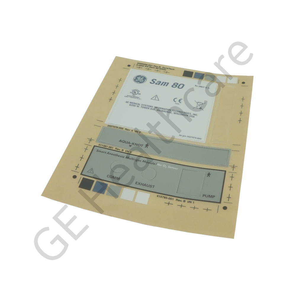 Label Kit Smart Anesthesia Multi-Gas 80 English Label Kit Smart Anesthesia Multi-Gas 80 English