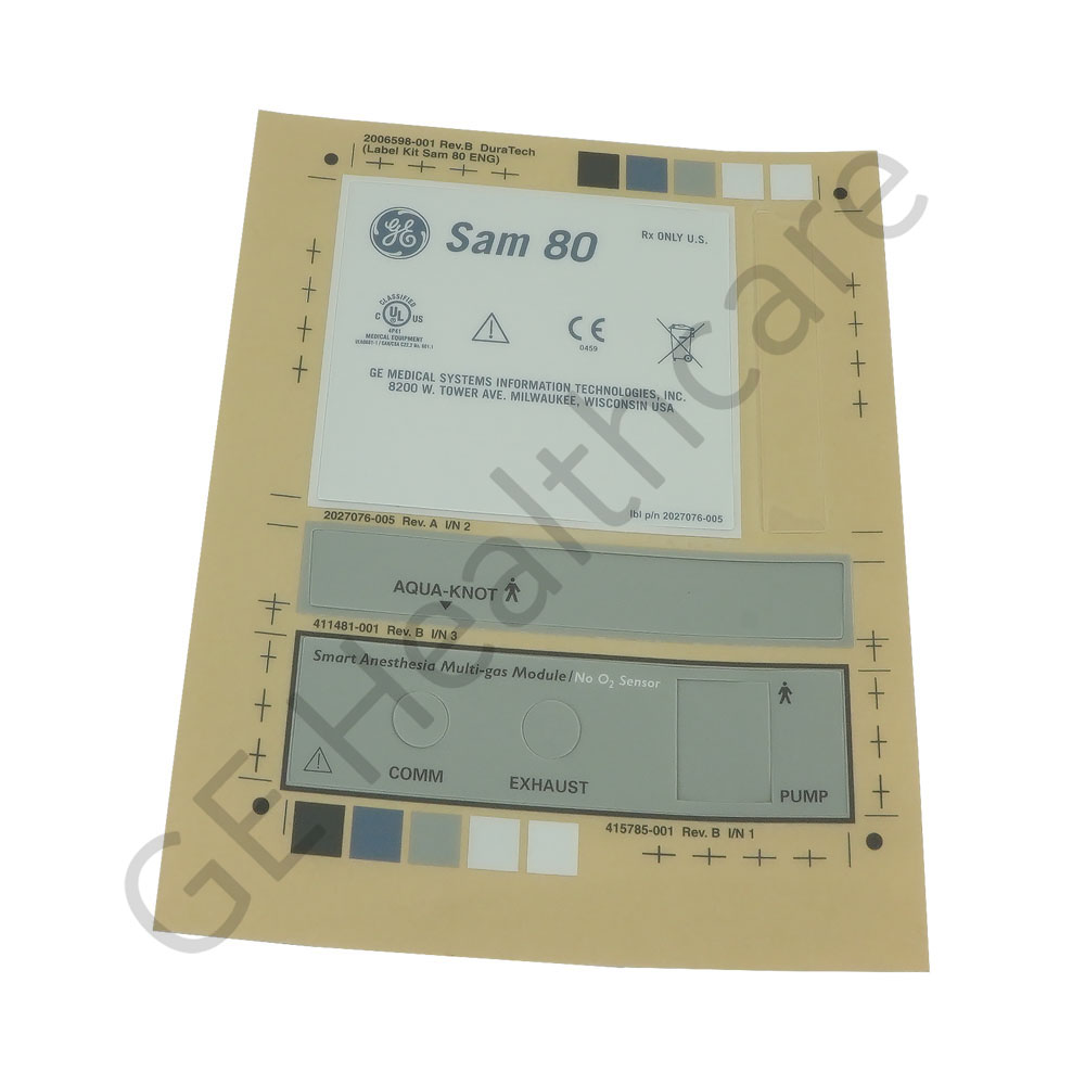 Label Kit Smart Anesthesia Multi-Gas 80 English Label Kit Smart Anesthesia Multi-Gas 80 English